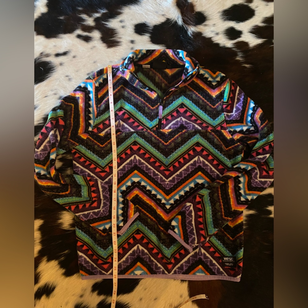 Wesc Multicolor Patterned Fleece Pullover Unisex … - image 1